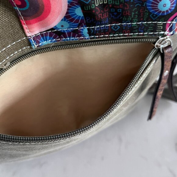 Zia Poppy Italy Canvas Crossbody Bag Multicolor Embroidered Boho Patchwork - Picture 14 of 14